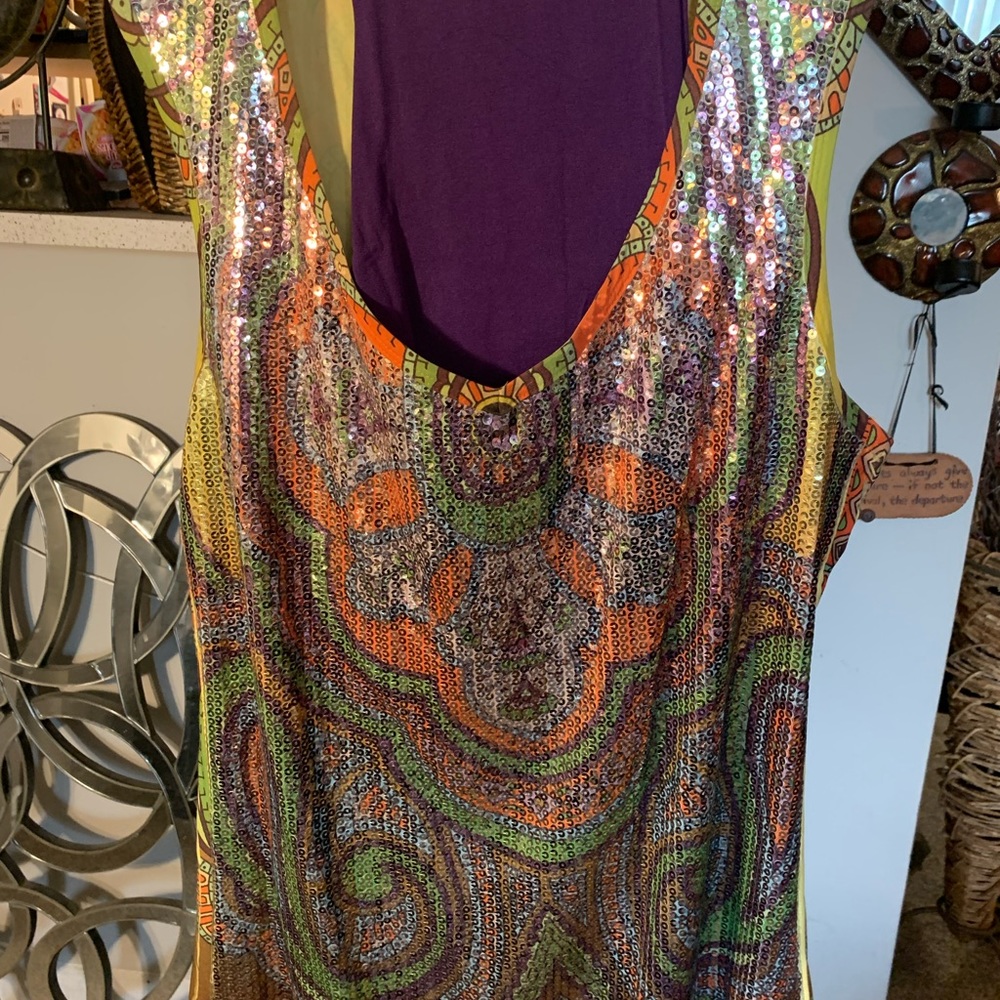 THE PYRAMID COLLECTION DESIGNER TOP SZ 1X. PURPLE LEGGINGS SIZE L